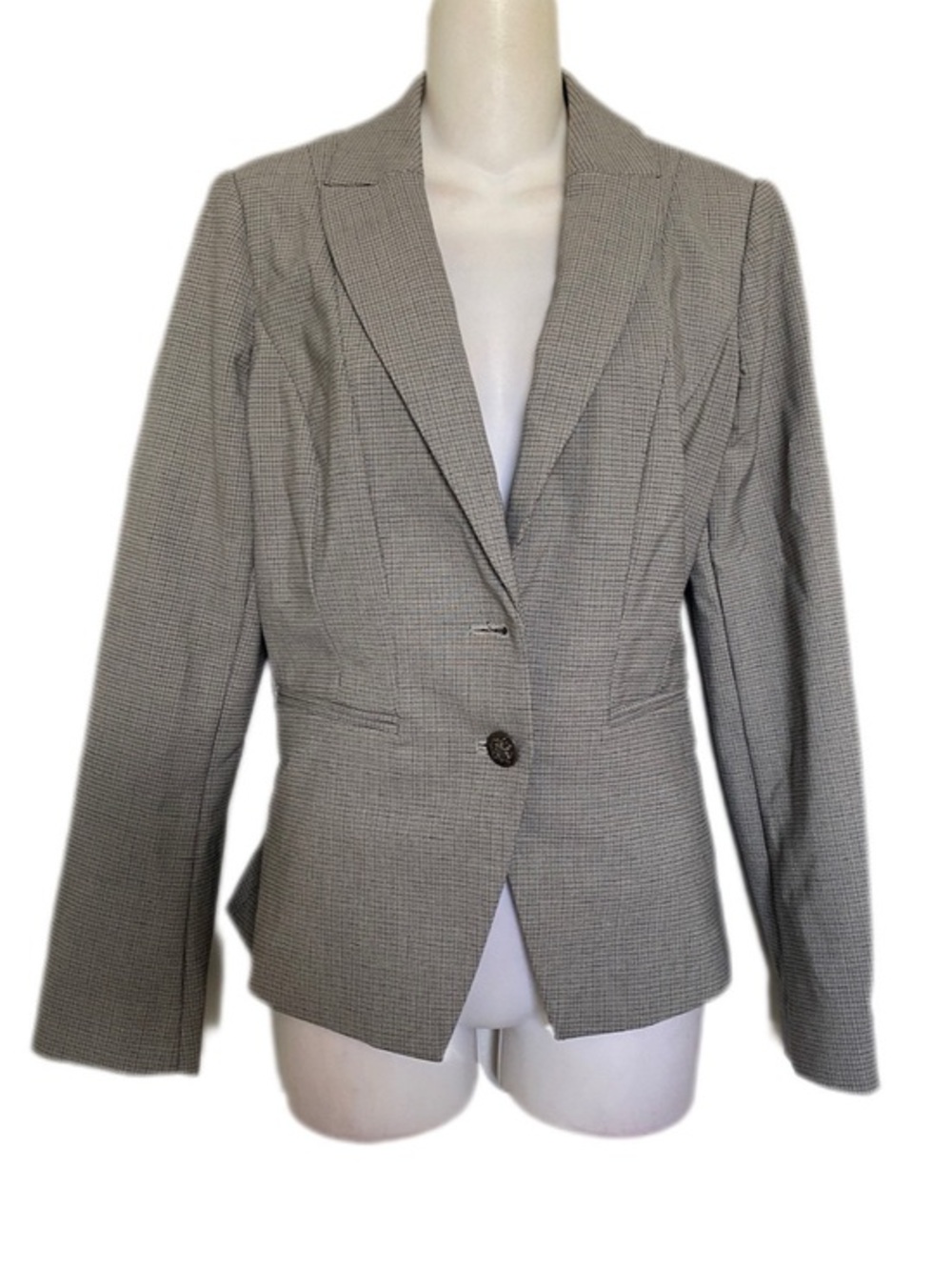 WHBM Tailored Gray Plaid Women's Blazer Jacket 8